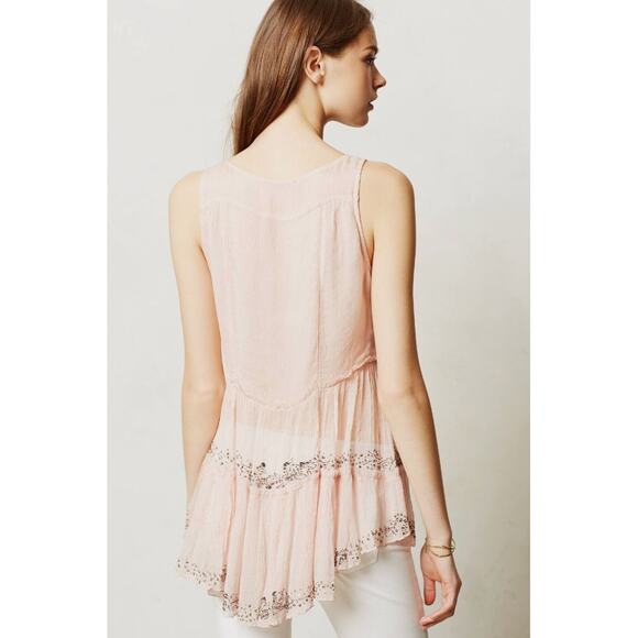 NWT Anthropologie Casmilla Beaded Cami By Vanessa Virginia in Soft Pink sz. 0P - Picture 2 of 8